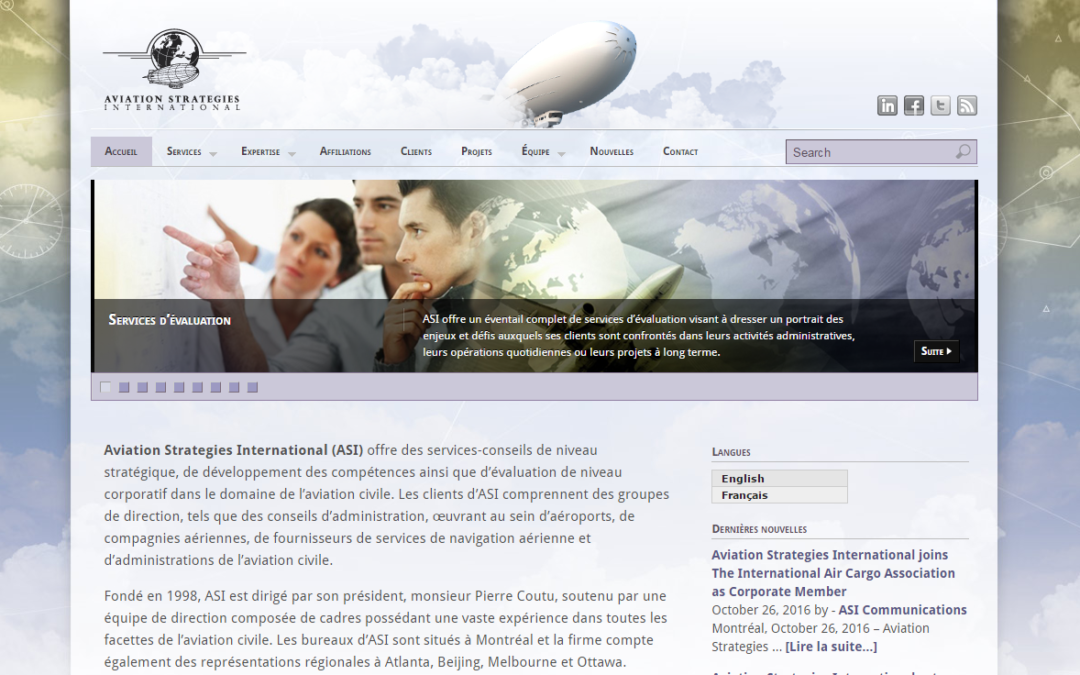 Site web. client : ASI (Aviation Strategies International)